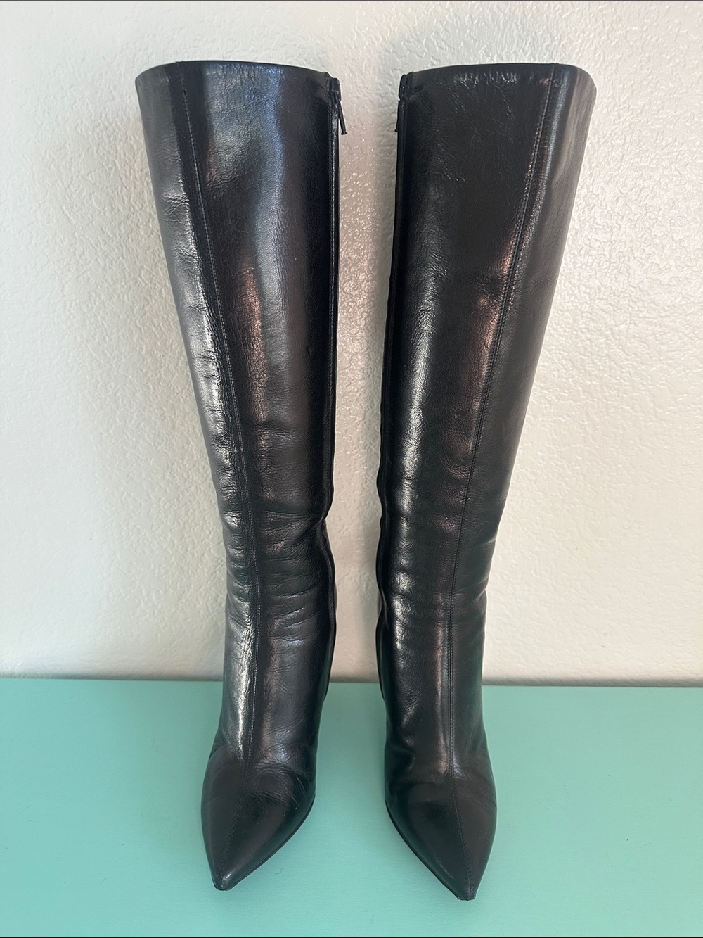 Dolce & Gabbana Mafia Chick leather knee high stiletto boots-size 36 1/2-used - Picture 5 of 17